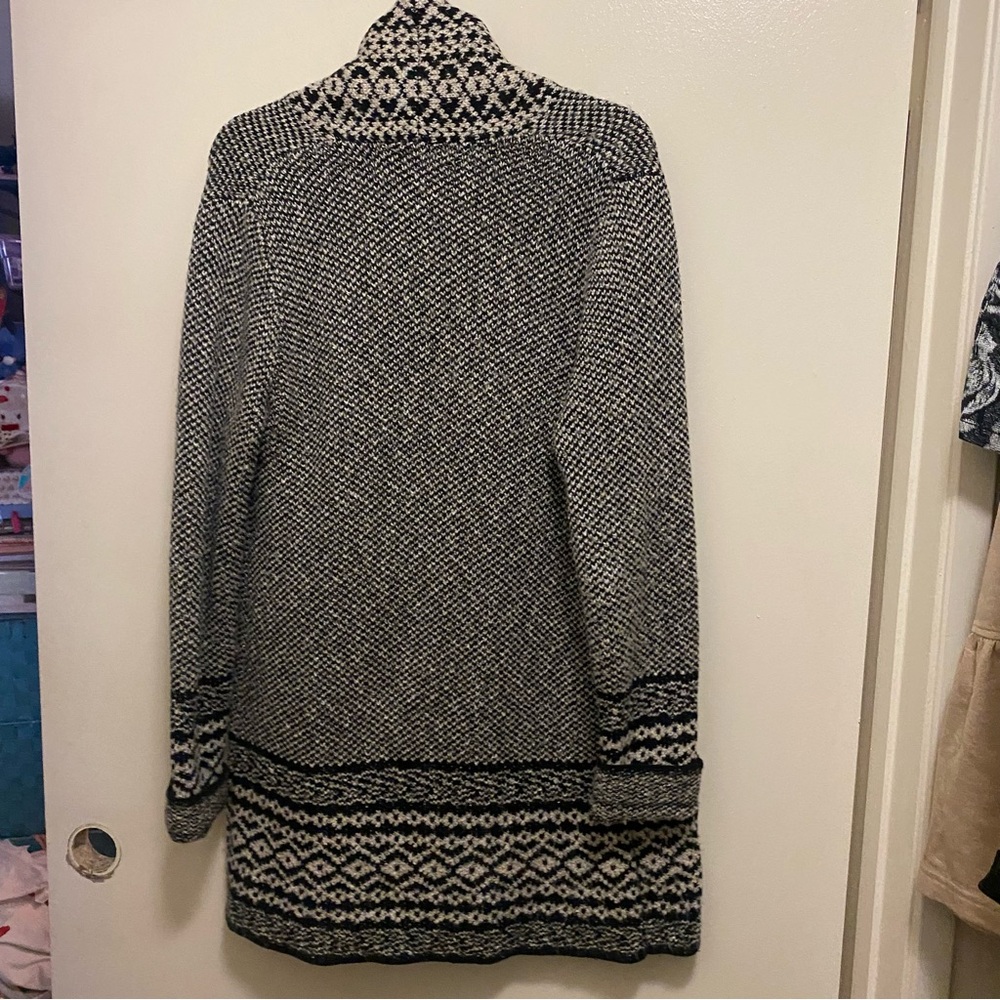 Lucky Brand Womens Open Front Cardigan Sweater M Medium Black White - Picture 8 of 9